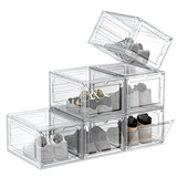 shoe box storage stackable with magnetic door