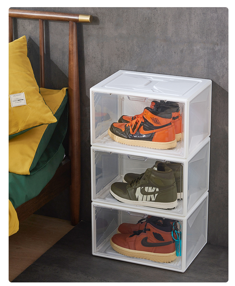 transparent sneaker box,sneaker box,front open storage,transparent shoe storage,box open front
