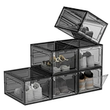 shoe box storage stackable with magnetic door