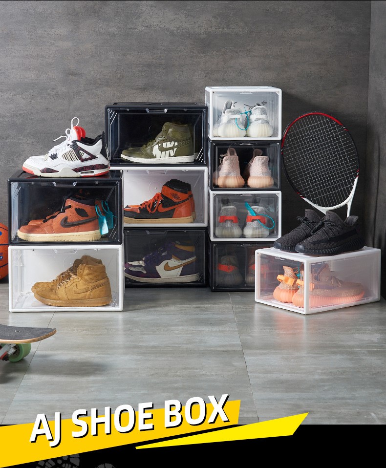 transparent sneaker box,sneaker box,front open storage,transparent shoe storage,box open front