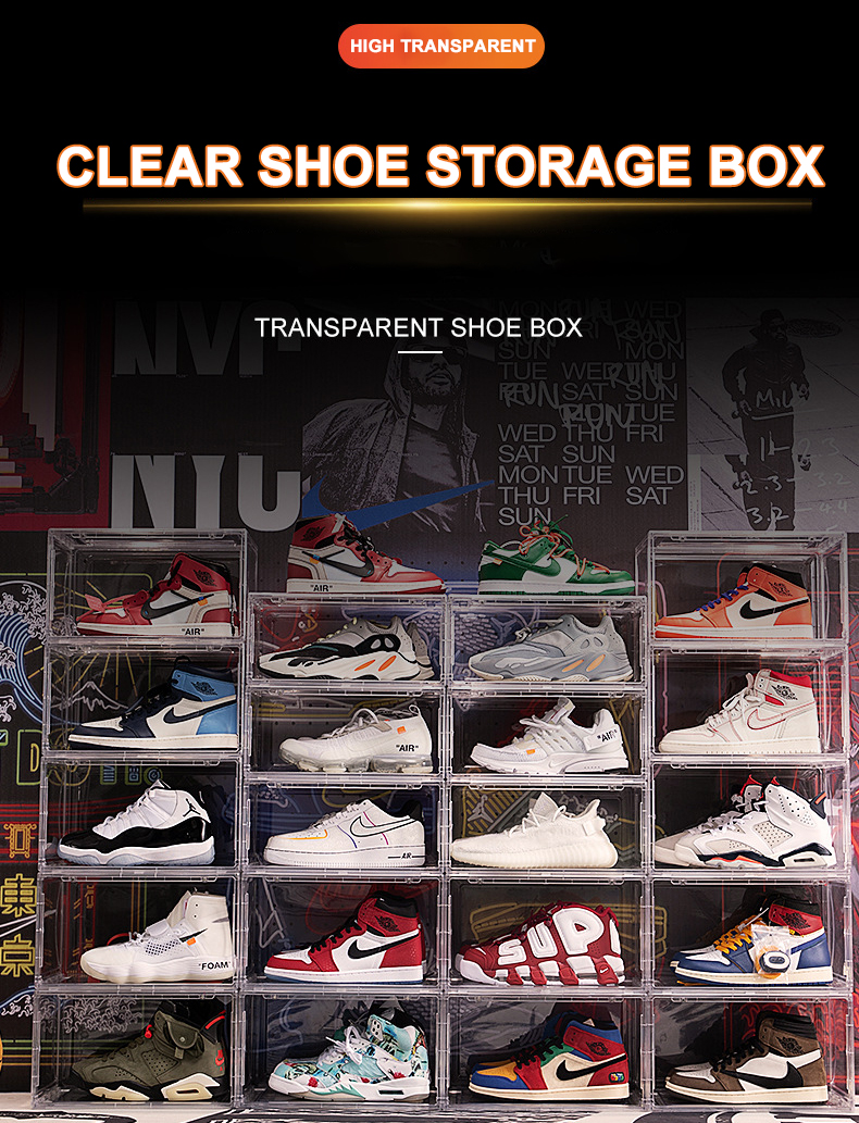 High transparent shoe box