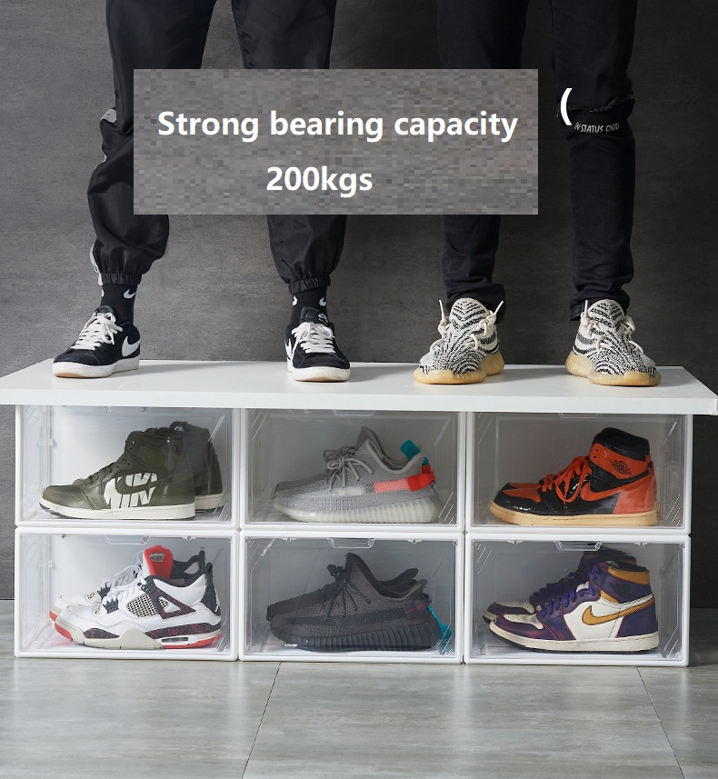 transparent sneaker box,sneaker box,front open storage,transparent shoe storage,box open front