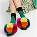 plush furry cozy open toe slide