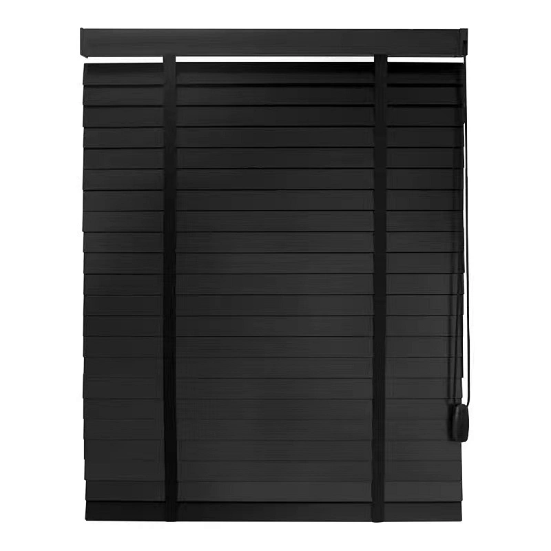 brown faux wood blinds