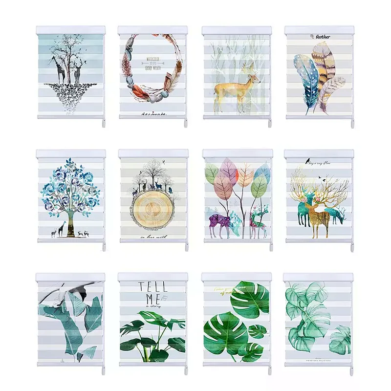 Botanical animal print shades custom soft 3d printing roller blinds printed zebra blinds
