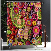 boho flower shower curtain bathroom yellow sunflower floral printed shower curtain painting sets with non-slip rugs