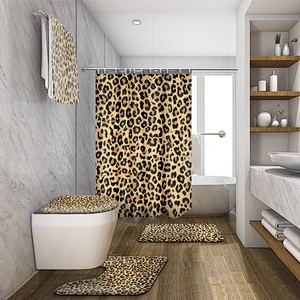 Wholesale Personalized Fashion Home Polyester Square Leopard Cheetah Print Shower Curtain