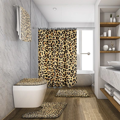 Wholesale Personalized Fashion Home Polyester Square Leopard Cheetah Print Shower Curtain
