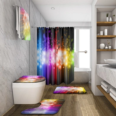 Nice And Colorful Shower Curtain, Rainbow Painting 3d Digital Printing Polyester Shower Curtain