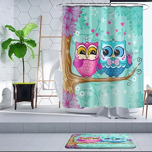 Cartoon  Colorful Kid little cute puppies owl  Fabric Waterproof Home Bathtub Decor 12 Pack Plastic Hooks