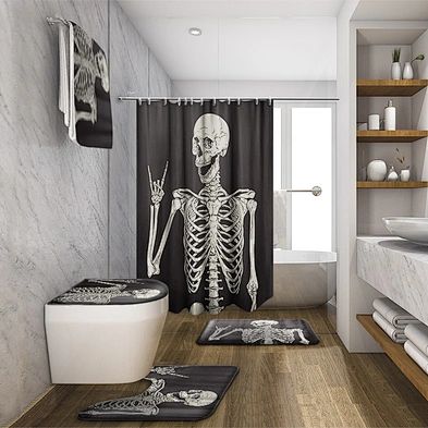 Amazon Hot Selling Halloween printing shower curtain 4PCS Bathroom Sets   for bathroom decoration