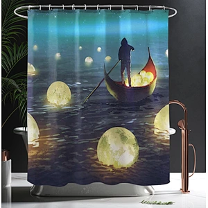 custom printed shower curtains Moon Sun Fancy Bohemia European Style Printed 3D Simple Bathroom Shower Curtain