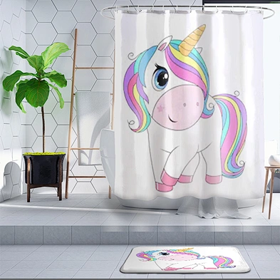 unicorn shower curtain bath curtain  polyester  waterproof mildew resistant antimicrobia peva unicorn curtains for bathroom
