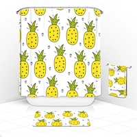 Polyester custom curtain printing shower curtain peach for bathroom avocado pear pineapple fruit shower curtain
