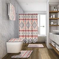 toilet curtain sets  custom shower curtain polyester  anti-bacterial  water repellent boho shower curtain for bathroom