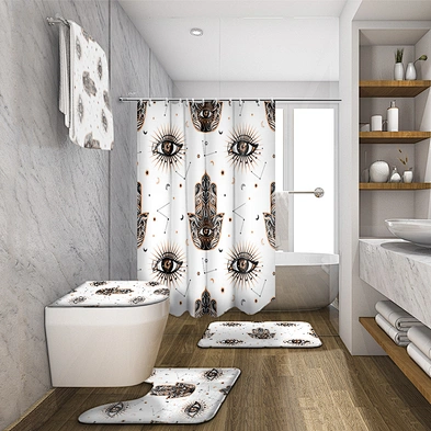 toilet curtain sets  custom shower curtain polyester  anti-bacterial  water repellent boho shower curtain for bathroom