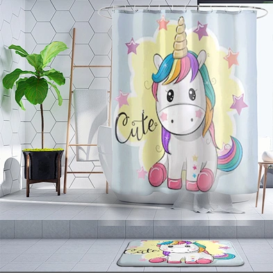 unicorn shower curtain bath curtain  polyester  waterproof mildew resistant antimicrobia peva unicorn curtains for bathroom