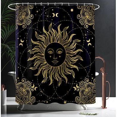 custom printed shower curtains Moon Sun Fancy Bohemia European Style Printed 3D Simple Bathroom Shower Curtain