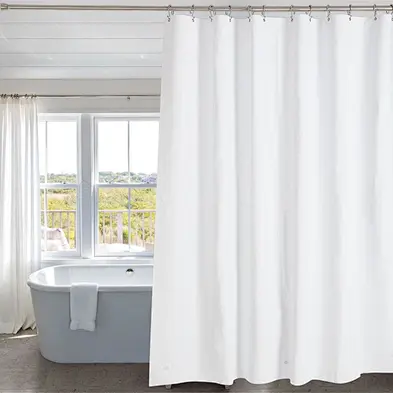 White Shower Curtain Liner with Mildew Resistant