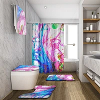 Nice And Colorful Shower Curtain, Rainbow Painting 3d Digital Printing Polyester Shower Curtain