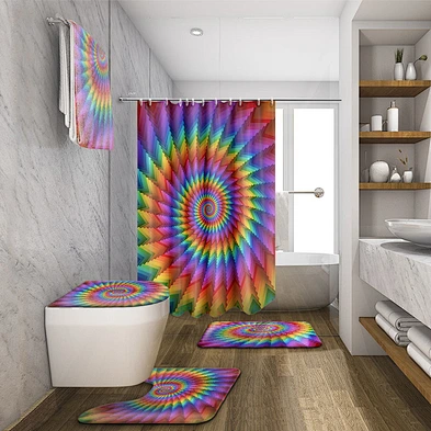 Nice And Colorful Shower Curtain, Rainbow Painting 3d Digital Printing Polyester Shower Curtain