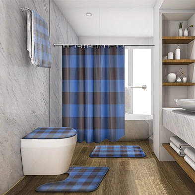 Brief design waterproof bath shower curtains Red Black Buffalo Check Plaid Pattern 100% polyester bath curtain for home decor