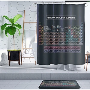 customizable polyester shower curtain  4 pieces washable periodic table shower curtain for bathroom
