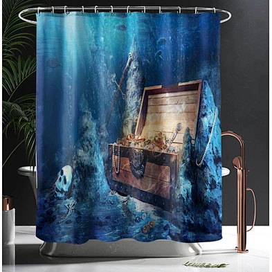 Skeleton Beauty Girl Shower Curtain Waterproof 3D Printing Bathroom Sets with Shower Curtain and Rugs