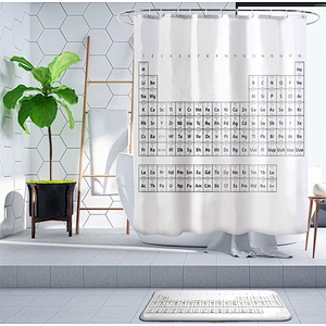 customizable polyester shower curtain  4 pieces washable periodic table shower curtain for bathroom