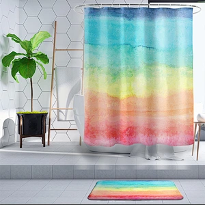 Colorful rainbow polyester fabric and  Colorful Beauty Rainbow 3D Printed Custom Bathroom shower curtains for bathroom