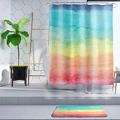 Colorful rainbow polyester fabric and  Colorful Beauty Rainbow 3D Printed Custom Bathroom shower curtains for bathroom