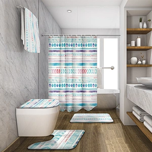 toilet curtain sets  custom shower curtain polyester  anti-bacterial  water repellent boho shower curtain for bathroom