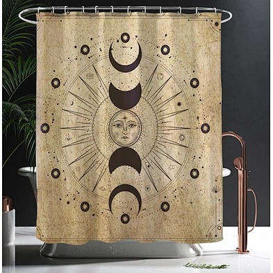 custom printed shower curtains Moon Sun Fancy Bohemia European Style Printed 3D Simple Bathroom Shower Curtain