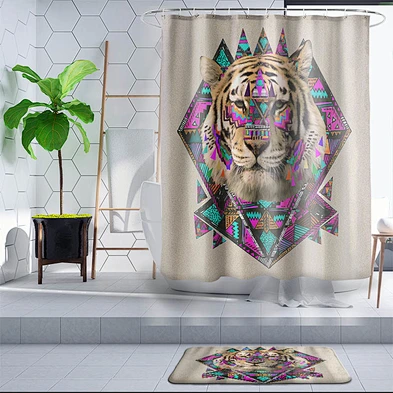 bathroom curtain set  Waterproof Animal Fun Dinosaur Bath Curtain  Funny cat shower curtain