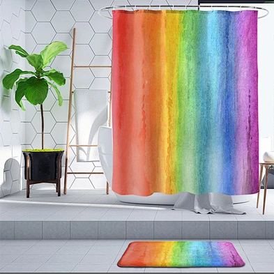 Colorful rainbow polyester fabric and  Colorful Beauty Rainbow 3D Printed Custom Bathroom shower curtains for bathroom