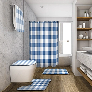 Brief design waterproof bath shower curtains Red Black Buffalo Check Plaid Pattern 100% polyester bath curtain for home decor