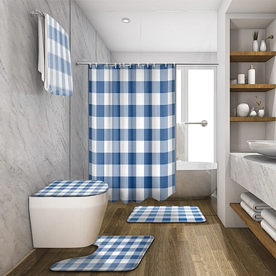 Brief design waterproof bath shower curtains Red Black Buffalo Check Plaid Pattern 100% polyester bath curtain for home decor