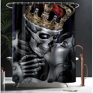 Skeleton Beauty Girl Shower Curtain Waterproof 3D Printing Bathroom Sets with Shower Curtain and Rugs