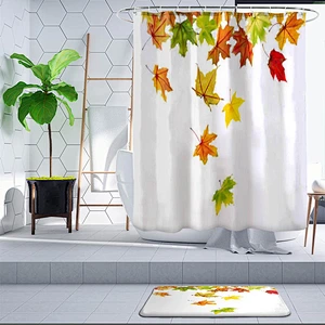 digital print bathroom set custom curtain printing polyester waterproof  fall shower curtains for bathroom