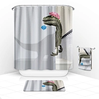 bathroom curtain set  Waterproof Animal Fun Dinosaur Bath Curtain  Funny cat shower curtain