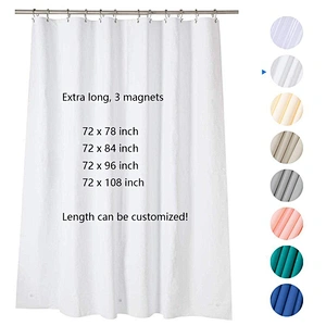 Machine Washable Mold and Mildew Resistant Waterproof Bathroom Extra Long Plain White Fabric Shower Curtain Liner with Magnet