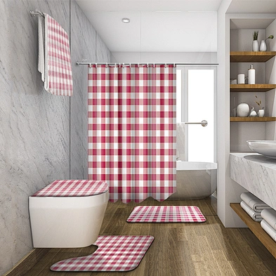 Brief design waterproof bath shower curtains Red Black Buffalo Check Plaid Pattern 100% polyester bath curtain for home decor