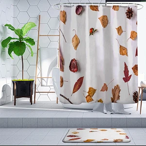 digital print bathroom set custom curtain printing polyester waterproof  fall shower curtains for bathroom