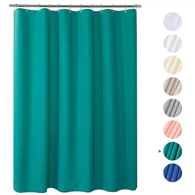 Machine Washable Mold and Mildew Resistant Waterproof Bathroom Extra Long Plain White Fabric Shower Curtain Liner with Magnet