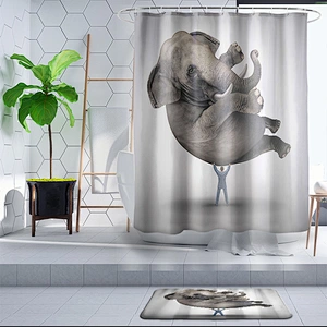 bathroom curtain set  Waterproof Animal Fun Dinosaur Bath Curtain  Funny cat shower curtain