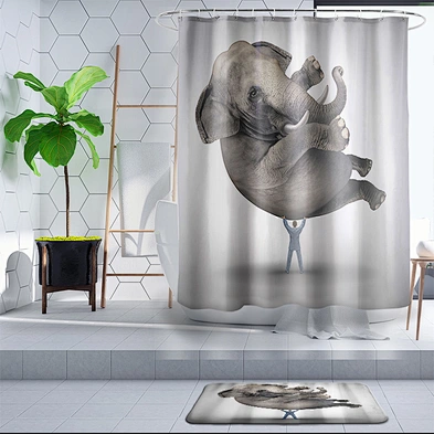bathroom curtain set  Waterproof Animal Fun Dinosaur Bath Curtain  Funny cat shower curtain