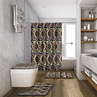 Geometric  polyester Shower Curtain Vintage Farmhouse Moroccan Tile Pattern Modern Art Home Bathroom Decor Curtain