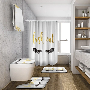 Get Naked Shower Curtain Sets with Non-Slip Rugs Toilet Lid Cover and Bath Mat  Sexy Lips Shower Curtains with 12 Hooks