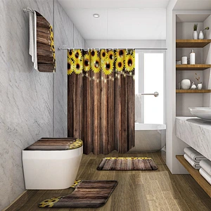designer shower curtain 3d printed  bathroom Shower curtain and rugs set waterproof sunflower shower curtain by bathroom