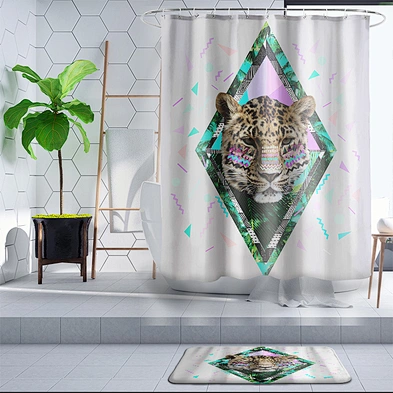 bathroom curtain set  Waterproof Animal Fun Dinosaur Bath Curtain  Funny cat shower curtain